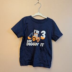 Kids Navy Blue T-Shirt - I'm 3 And Diggin' It